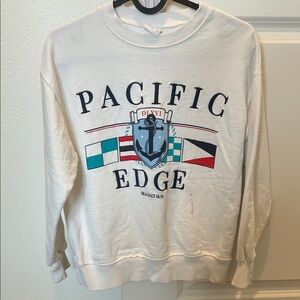 Zara White Graphic Crewneck Sweater
